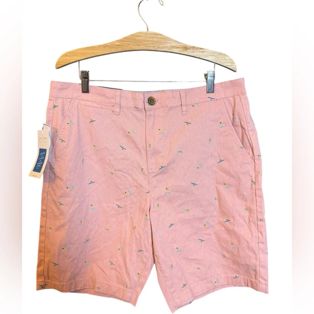 Jachs New‎ York Pink Surfer Print Twill Bleecker Shorts Size 33